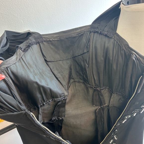 Late 1950s / Early 1960s Vintage Beaded Black Satin Cocktail & Dance Dress - Picture 10 of 13